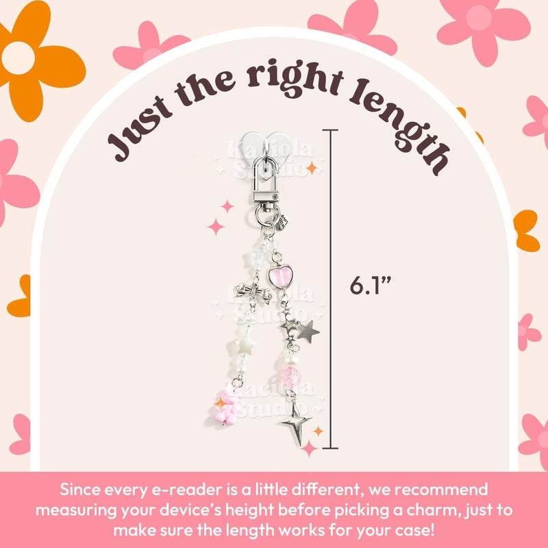 Kaciola Charms for E-reader, Cute Phone Charm Chains Bracelets Accessories for Readers Booklovers Women Men, Charms Compatible for E-Reader/Phone/Paper White (C01-C05) - Image 5